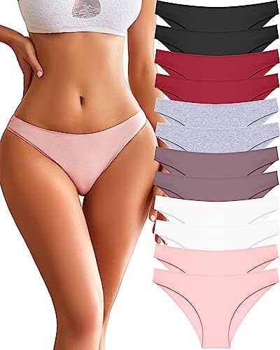 FINETOO 12 Pack Cotton Underwear for Women Cute Low Rise Bikini Panties High Cut Breathable Sexy Hipster Womens Cheeky S-XL - Image 1