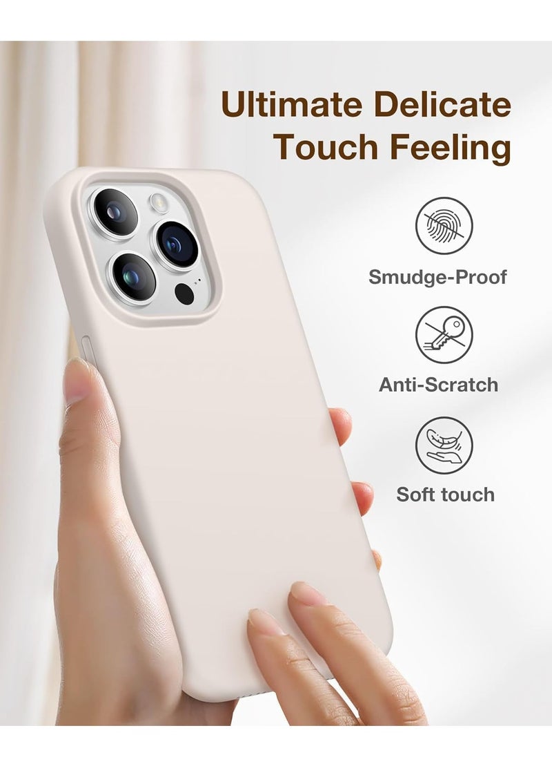 Generic Case Compatible with iPhone 15 Pro, with 3X Screen Protector + 3X Camera Lens Protector, Liquid Silicone Shockproof Anti-Scratch Protective Microfiber Lining Phone Case (A-Stone Gray).  - Image 4