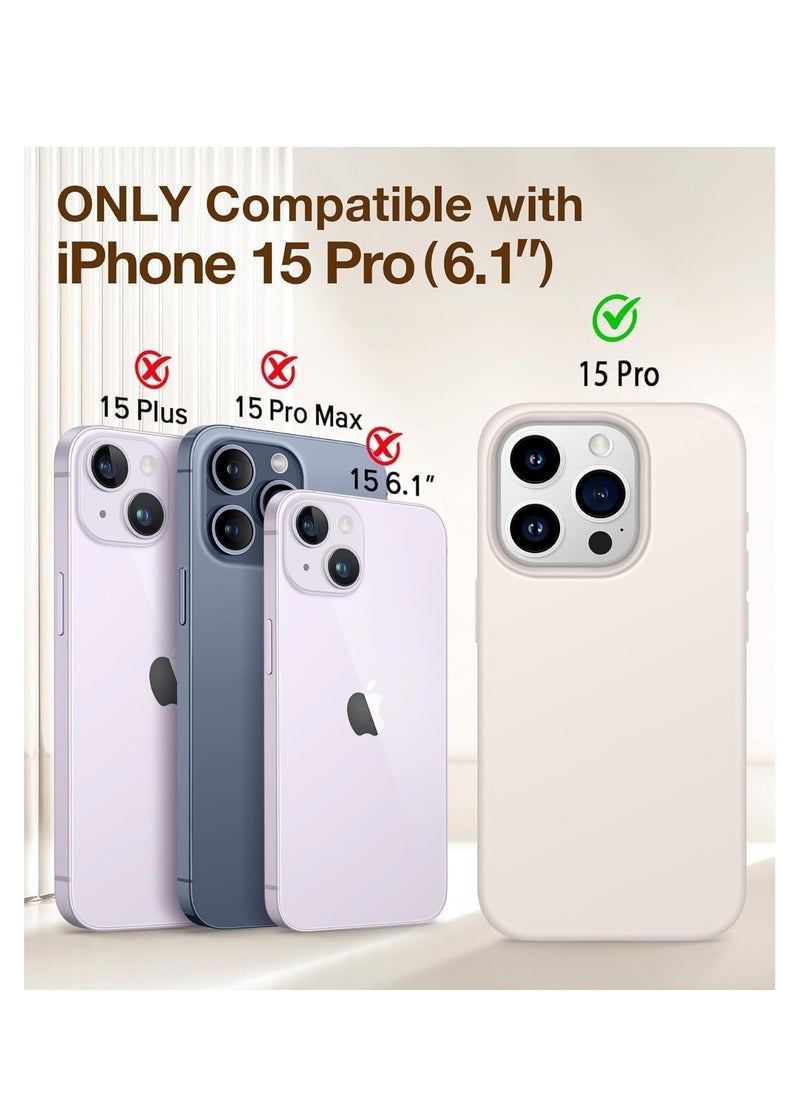 Generic Case Compatible with iPhone 15 Pro, with 3X Screen Protector + 3X Camera Lens Protector, Liquid Silicone Shockproof Anti-Scratch Protective Microfiber Lining Phone Case (A-Stone Gray).  - Image 5