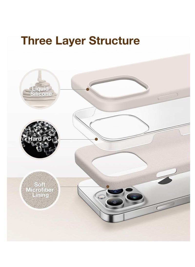 Generic Case Compatible with iPhone 15 Pro, with 3X Screen Protector + 3X Camera Lens Protector, Liquid Silicone Shockproof Anti-Scratch Protective Microfiber Lining Phone Case (A-Stone Gray).  - Image 2