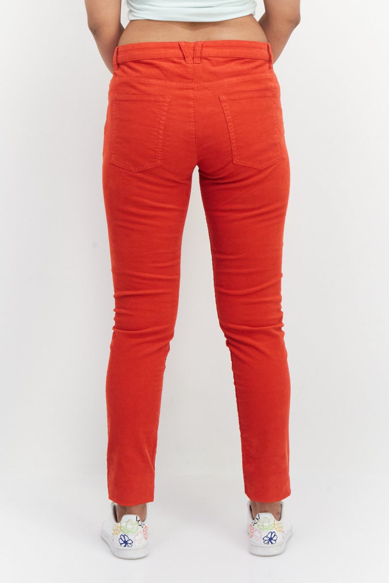EDC Women Skinny Fit Ribbed Chino Pant, Red - Image 3