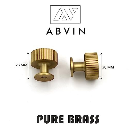 ABVIN Premium Knurled Satin Brass Knobs Handles, Furniture Pulls Cabinets Cupboards Drawers knob (1 pcs) - Image 3