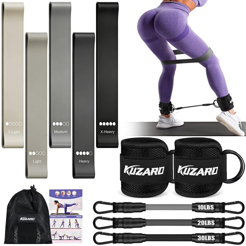 KUZARO Ankle Resistance Bands with Cuffs, Resistance Bands Set for Working Out, Leg and Glute Exercise Bands â€“ Home Gym Workout Equipment for Women, Booty Building, Pilates, Rehab, Physical Therapy - Image 1