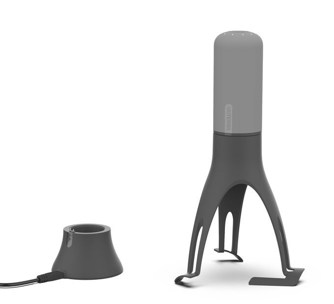 STIRR PLUS THE UNIQUE AUTOMATIC PAN STIRRER WITH TIMER RECHARGEABLE USB STAND GREY
