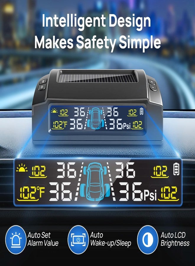 Masoll RV Tire Pressure Monitoring System, M23 Tire Pressure Monitor with Solar Charge, TPMS with 4 Sensors & 6 Alarm Modes & Color Display - Image 4