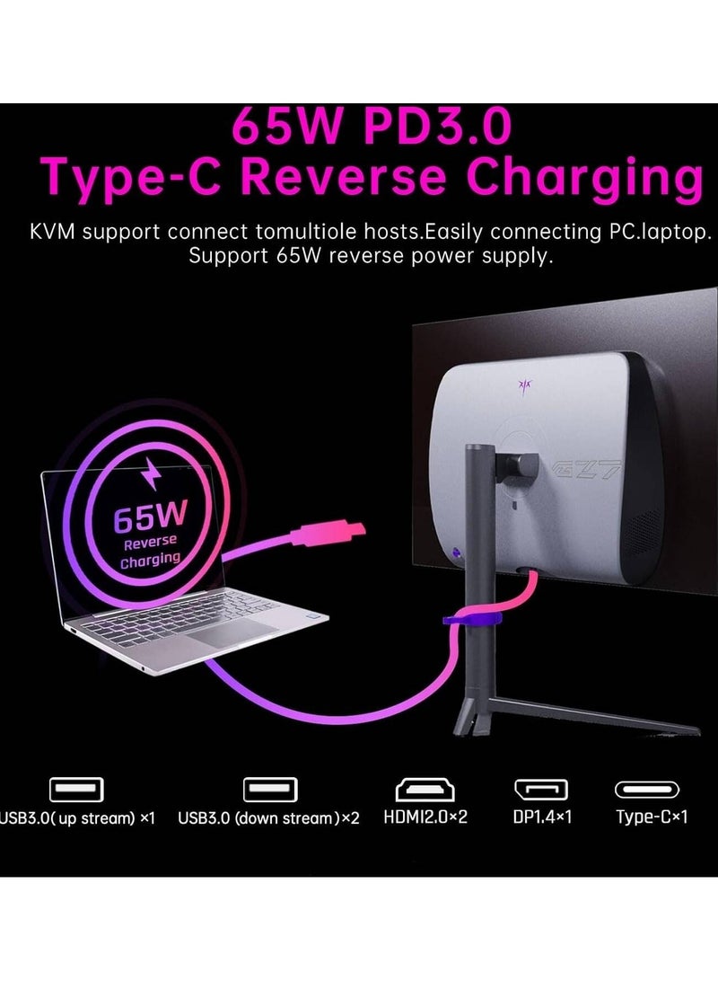 KTC G27P6 Gaming Monitor, 27" OLED QHD Display, 240Hz Refresh Rate, 0.03ms (Typical) Response Time, AMD FreeSync & G-Sync Compatible, 1.07b Color Support, Silver | G27P6  - Image 5