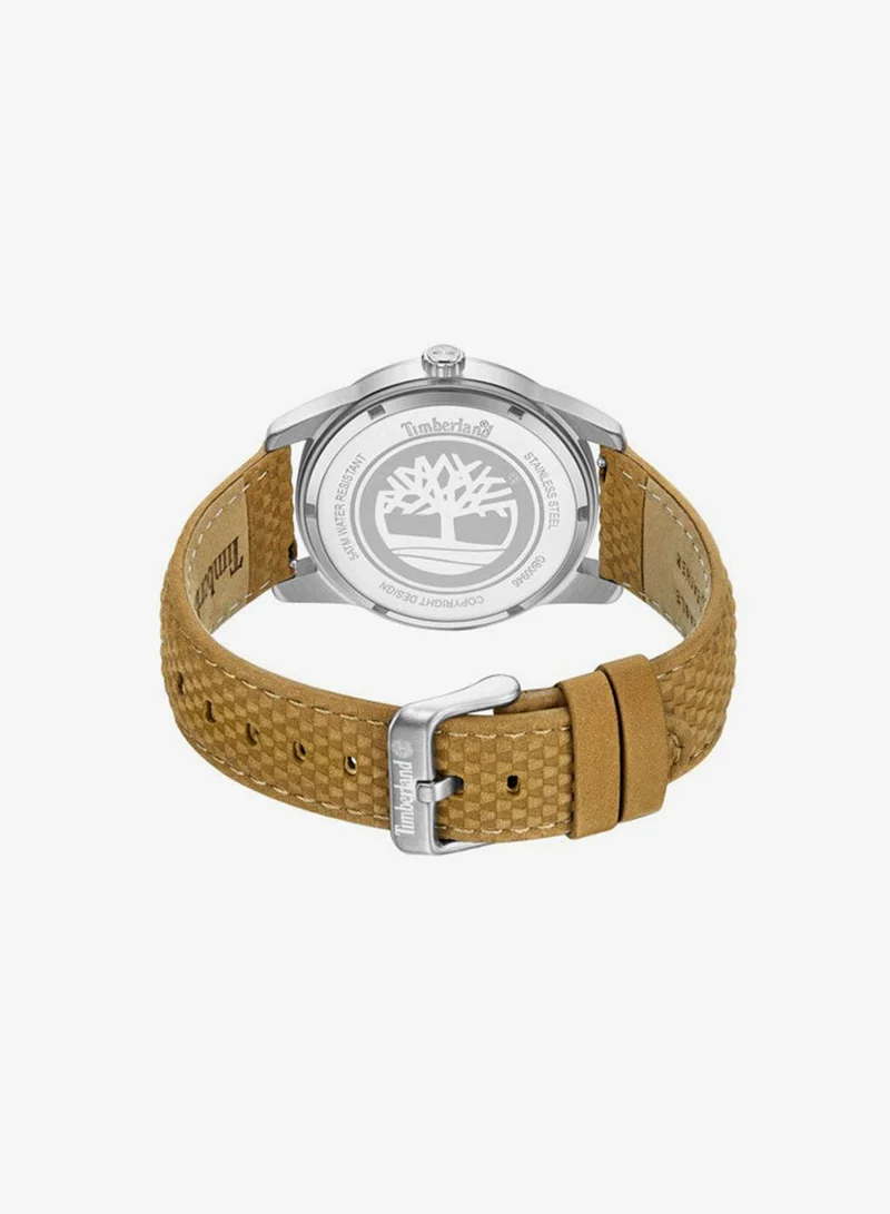Timberland Tan Men's Jahscepi Blue Dial Leather Strap Analog Watch for Men, 42mm for Men | Best Price UAE