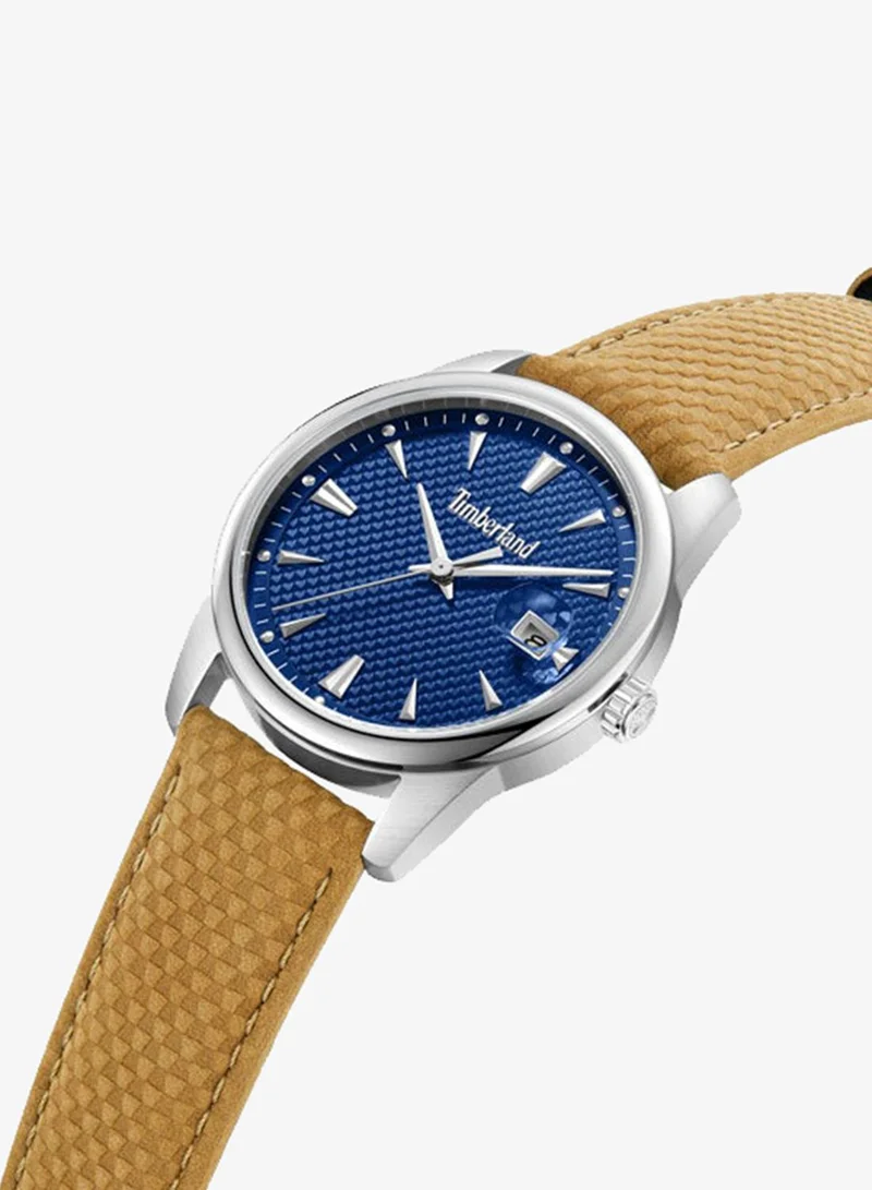 Timberland Jahscepi Blue Dial Leather Strap Analog Watch for Men, 42mm