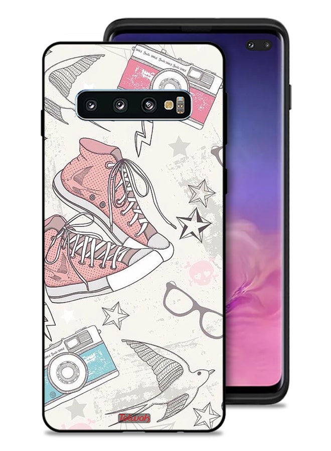 Tolwak Samsung Galaxy S10 Plus Protective Case Cover Canva Shoes And Camera Art - Image 1