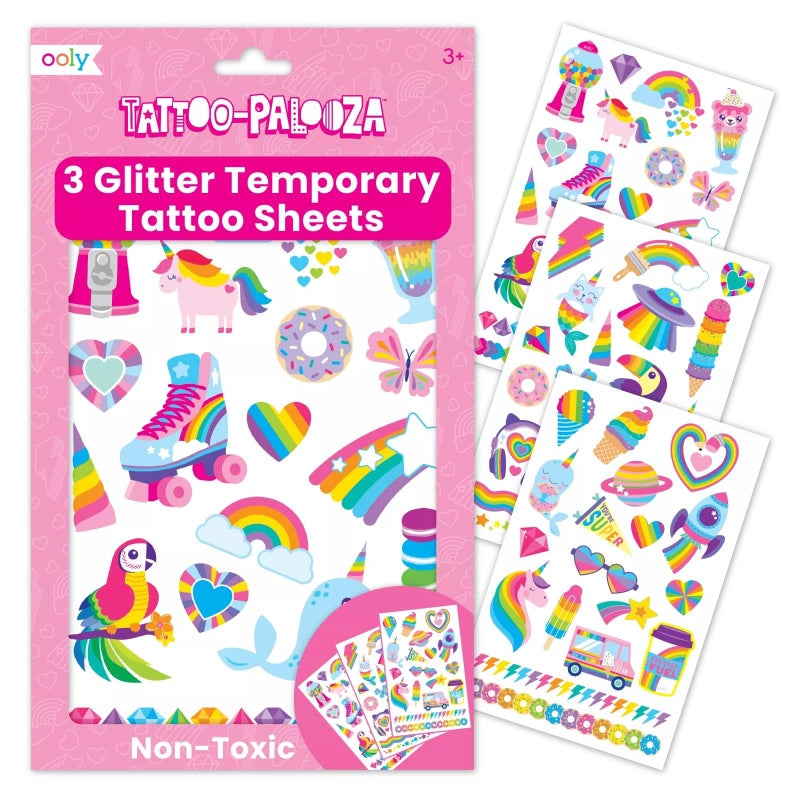 Ooly 50 Temporary Tattoos For Kids Safe  NonToxic Temporary Tattoo Party Favors Summer Crafts for Kids 48 Great Goodie Bag Stuffers  Fun Birthday Decorations  Over the Rainbow