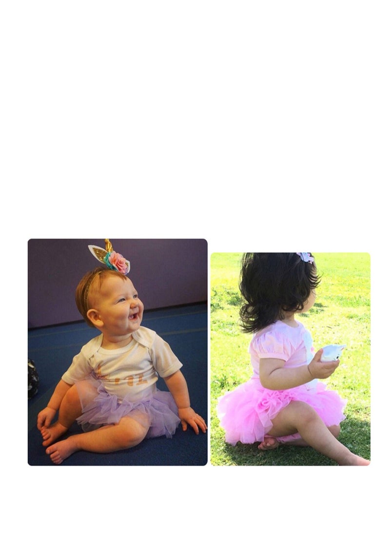 SYOSI - Baby Girl Tutu Skirt with Diaper Cover Toddler Girls Tulle Bloomers and Headband First Birthday Cake Smash Outfits Tutu Skirts Toddler Ballet Skirt Layered Fluffy Dance Skirt Birthday Dress 6-12M - Image 1