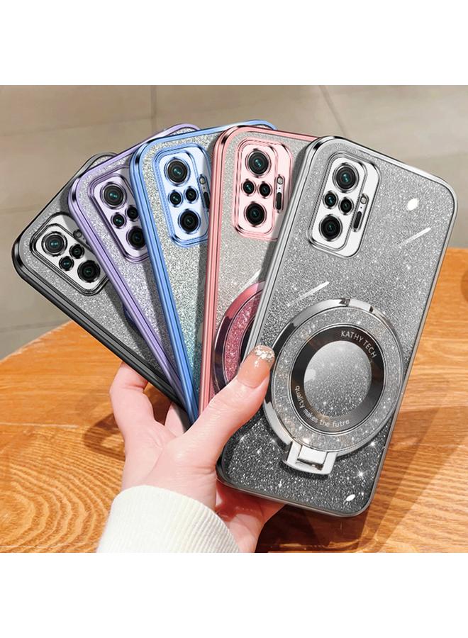S-TOP Case For Redmi Note 10 Pro 4G Plated Gradient Glitter Round Holder TPU Phone Case - Image 2