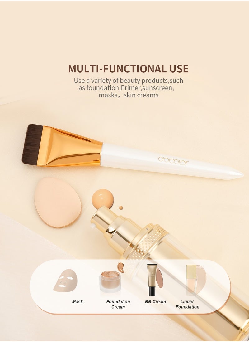 docolor - Flat Foundation Brush for Liquid Makeup 2Pcs Mini Powder Puff Set Premium Korean Makeup Brush for Blending, Cream Portable Finger Puffs Makeup Puff Perfect for Under Eye Setting, Concealer - Image 1