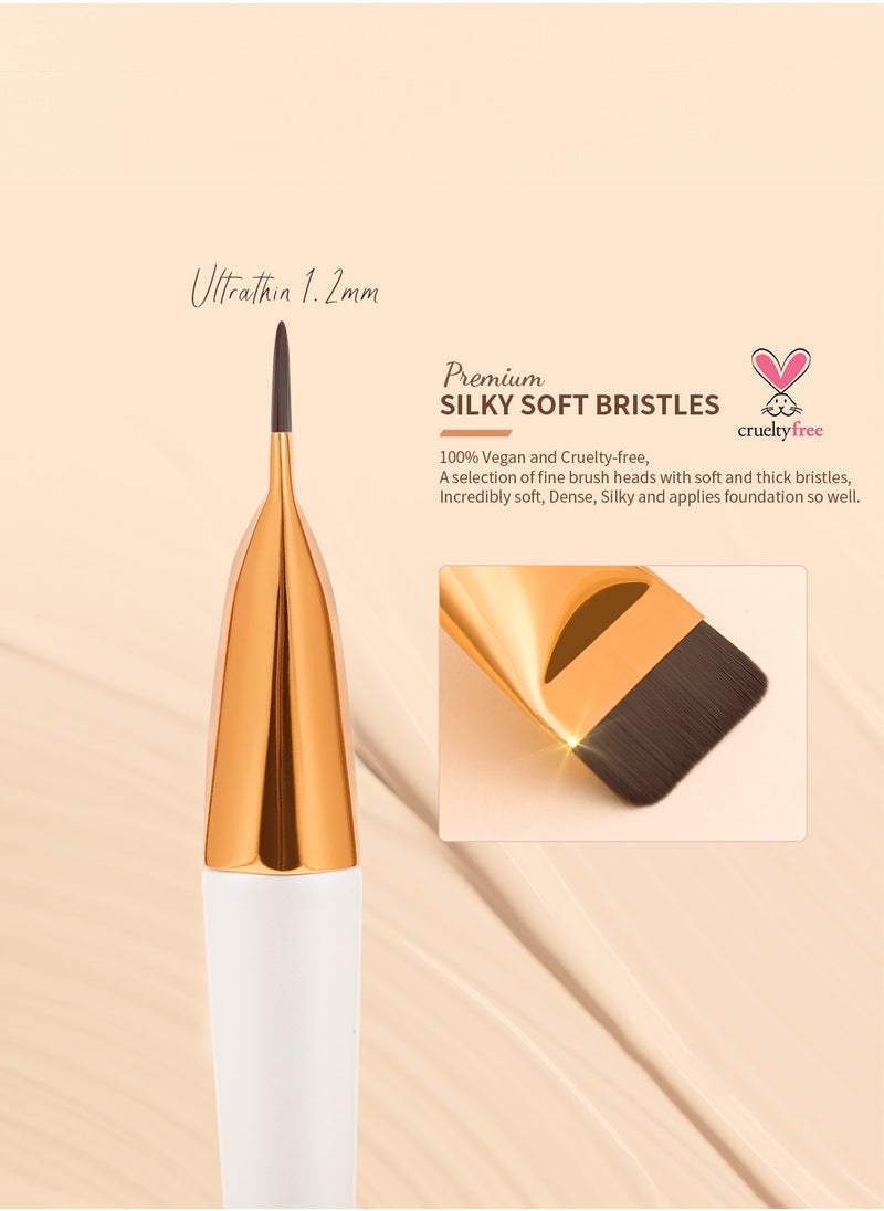 docolor - Flat Foundation Brush for Liquid Makeup 2Pcs Mini Powder Puff Set Premium Korean Makeup Brush for Blending, Cream Portable Finger Puffs Makeup Puff Perfect for Under Eye Setting, Concealer - Image 1
