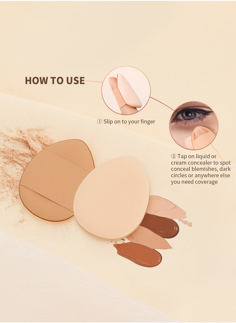 docolor - Flat Foundation Brush for Liquid Makeup 2Pcs Mini Powder Puff Set Premium Korean Makeup Brush for Blending, Cream Portable Finger Puffs Makeup Puff Perfect for Under Eye Setting, Concealer - Image 1