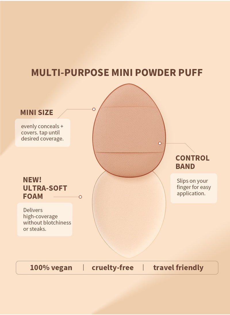 docolor - Flat Foundation Brush for Liquid Makeup 2Pcs Mini Powder Puff Set Premium Korean Makeup Brush for Blending, Cream Portable Finger Puffs Makeup Puff Perfect for Under Eye Setting, Concealer - Image 1