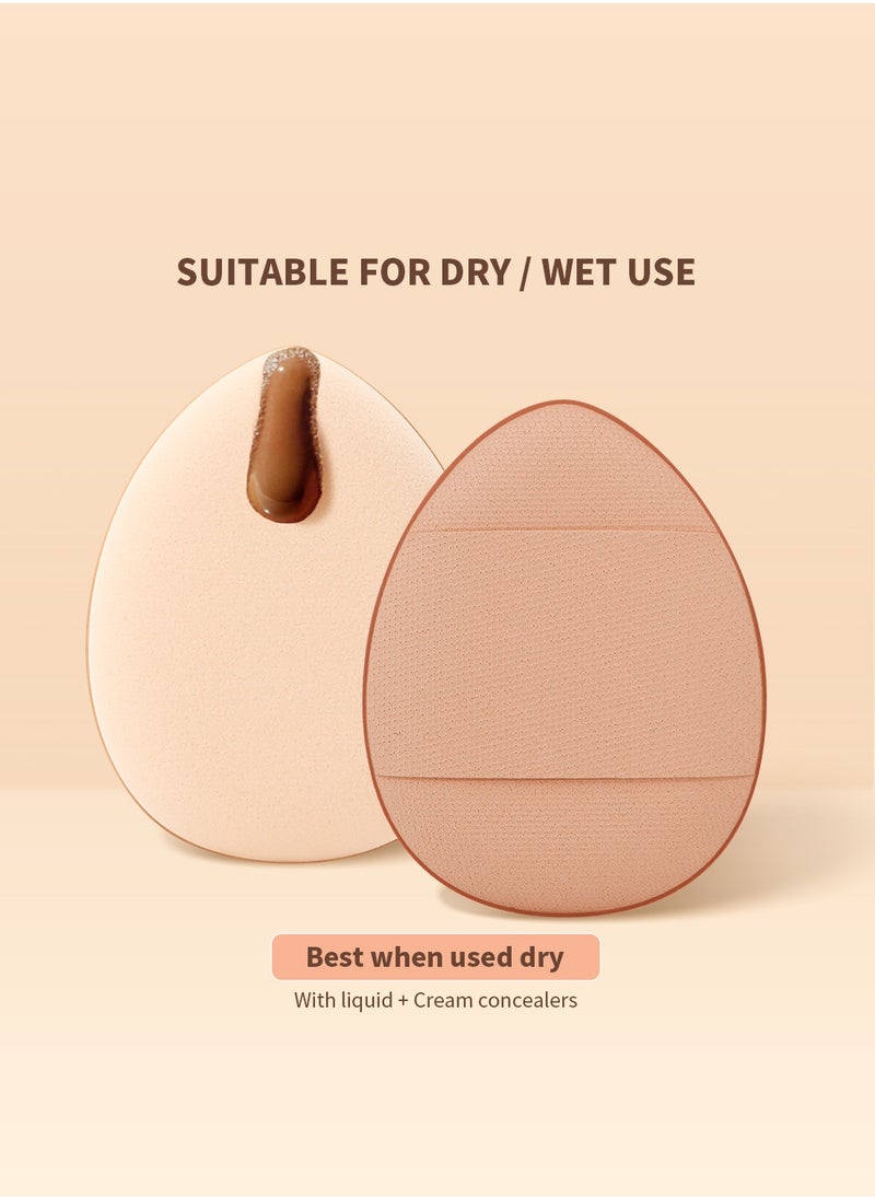 docolor - Flat Foundation Brush for Liquid Makeup 2Pcs Mini Powder Puff Set Premium Korean Makeup Brush for Blending, Cream Portable Finger Puffs Makeup Puff Perfect for Under Eye Setting, Concealer - Image 1