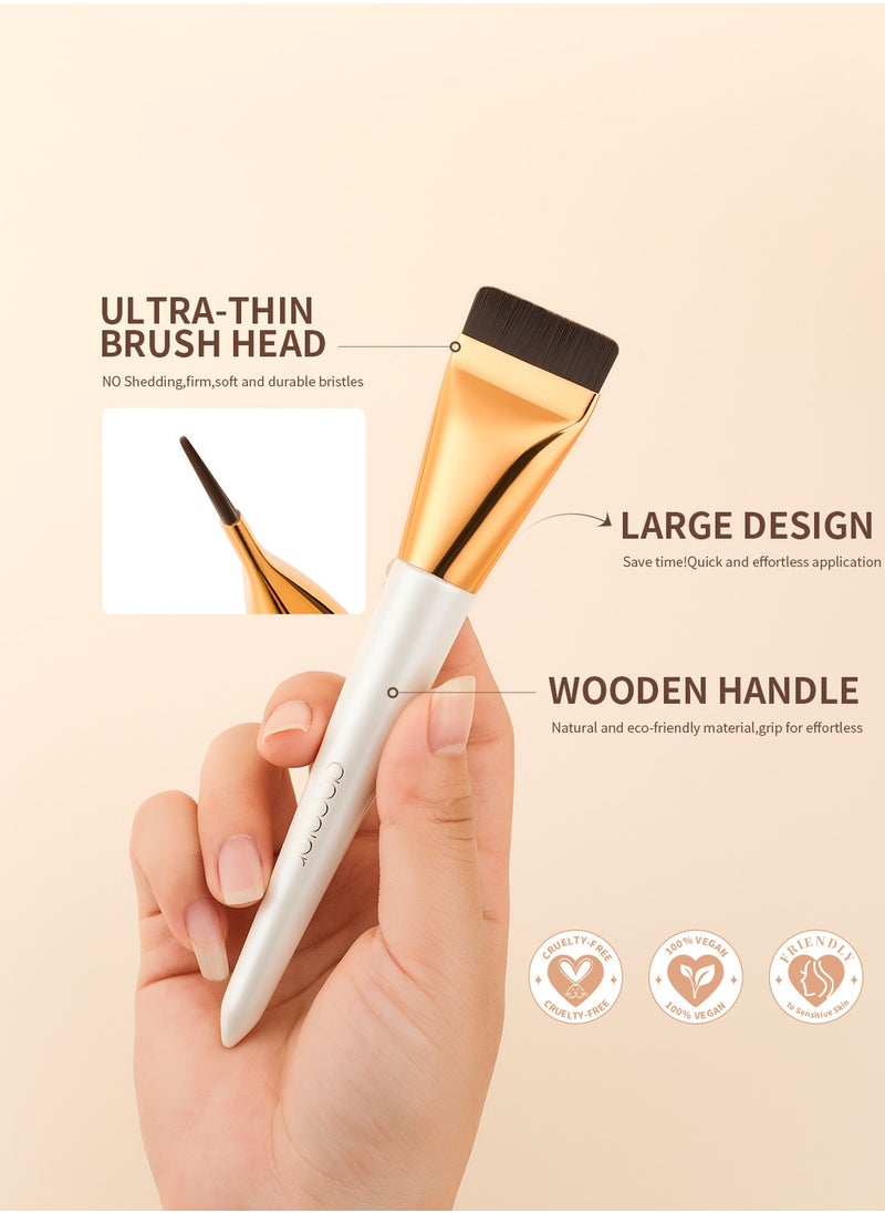 docolor - Flat Foundation Brush for Liquid Makeup 2Pcs Mini Powder Puff Set Premium Korean Makeup Brush for Blending, Cream Portable Finger Puffs Makeup Puff Perfect for Under Eye Setting, Concealer - Image 1