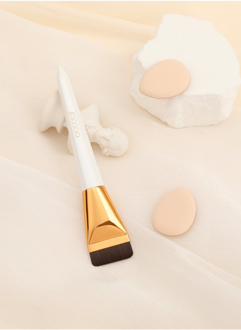 docolor - Flat Foundation Brush for Liquid Makeup 2Pcs Mini Powder Puff Set Premium Korean Makeup Brush for Blending, Cream Portable Finger Puffs Makeup Puff Perfect for Under Eye Setting, Concealer - Image 1