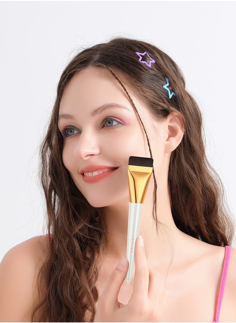 docolor - Flat Foundation Brush for Liquid Makeup 2Pcs Mini Powder Puff Set Premium Korean Makeup Brush for Blending, Cream Portable Finger Puffs Makeup Puff Perfect for Under Eye Setting, Concealer - Image 1