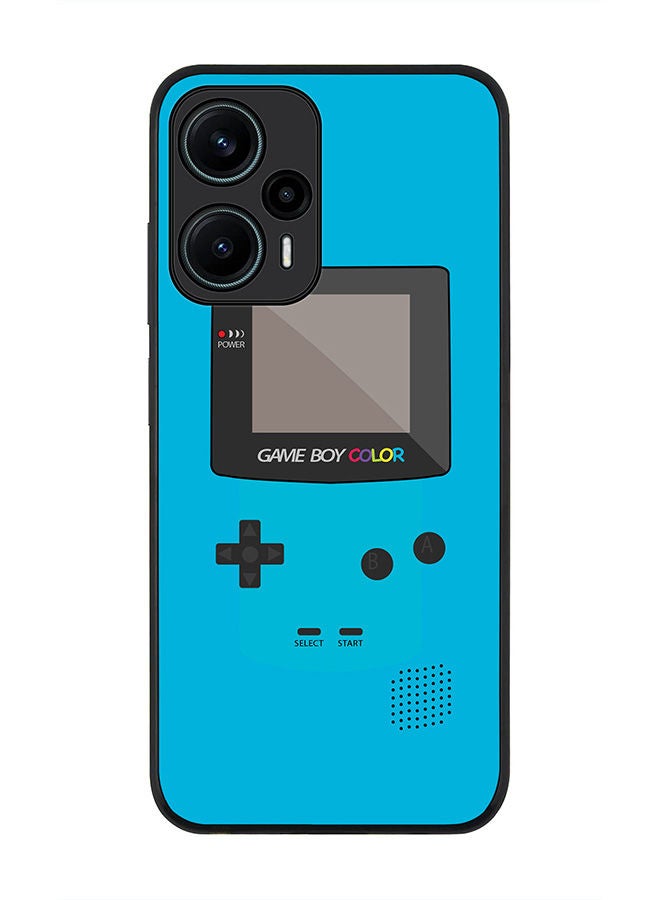 Stylizedd Rugged Black edge case for Xiaomi Poco F5 5G / Xiaomi Redmi Note 12 Turbo 5G Slim fit Soft Case Flexible Rubber Edges Anti Drop TPU Gel Thin Cover - Gameboy Color - Blue - Image 1