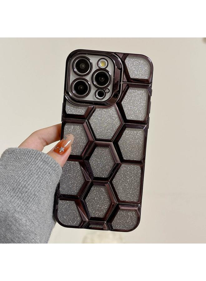 Zaboon Case For iPhone 12 Pro Electroplating Laser Engraving 3D Honeycomb Glitter TPU Phone Case - Image 1