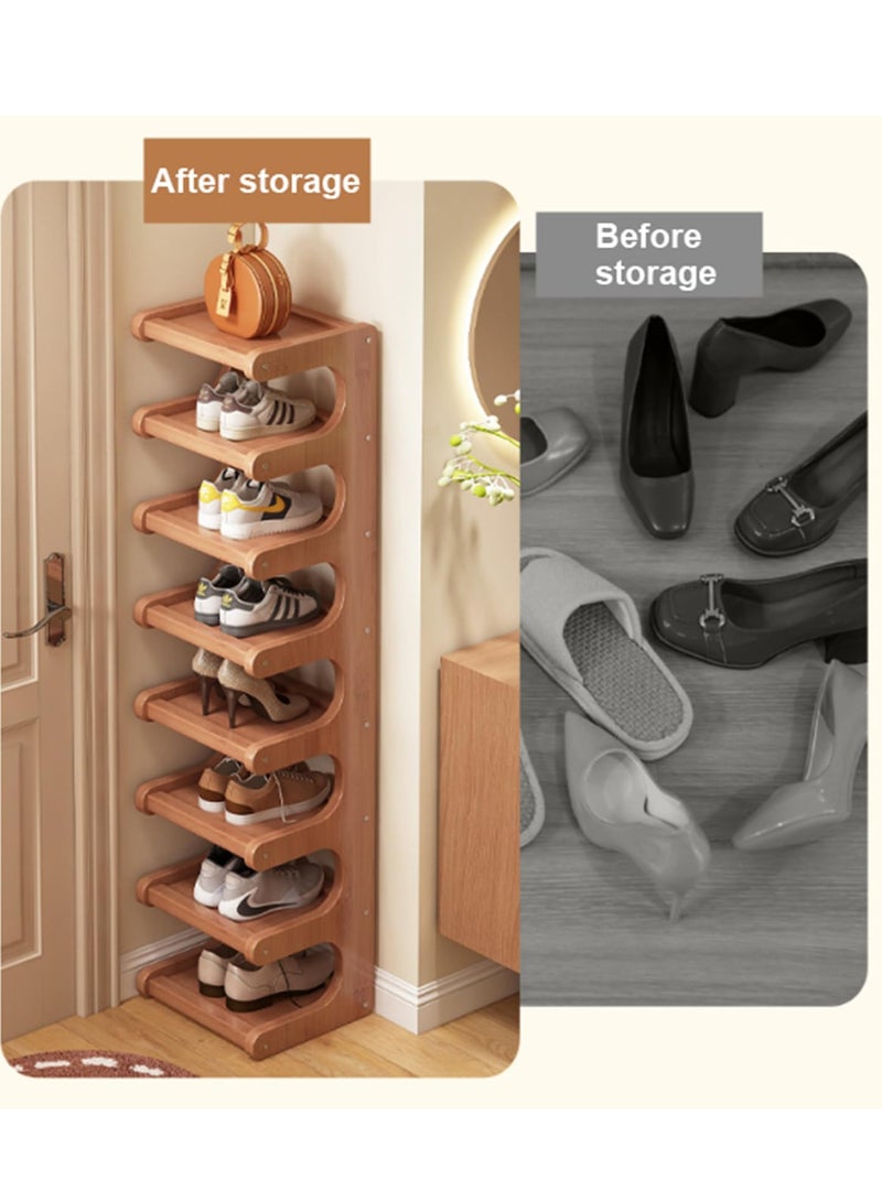 XiuWoo Bamboo Shoe Rack Organizer, Multi-Tier Space-Saving Hardwood Storage Shelf, Bamboo Shoen Shelf for Closet, Corner, Doorway, Shoe Shelf Space Saving - Image 5