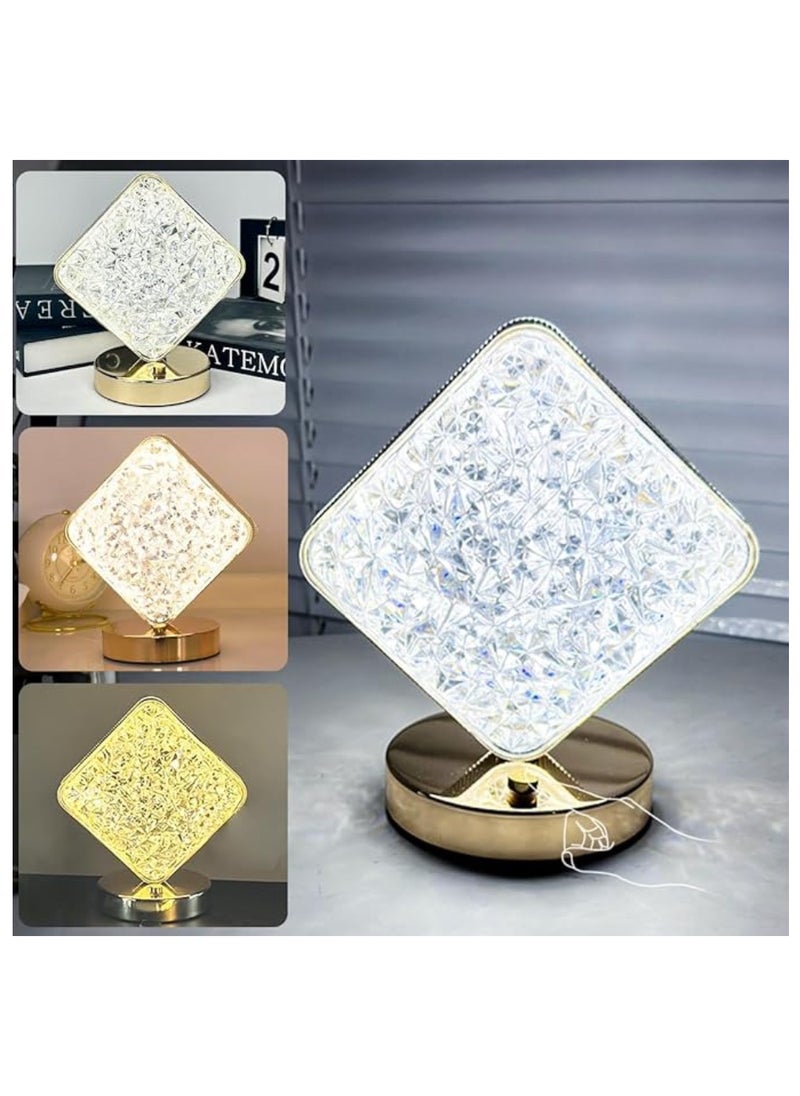 Yuwell - Crystal Table Lamp Diamond Lamp With USB 3 Color Changing Option Crystal Lamp LED Light Lamp With 3 Light Intensities Tactile Switch Desk Lamp - Image 1