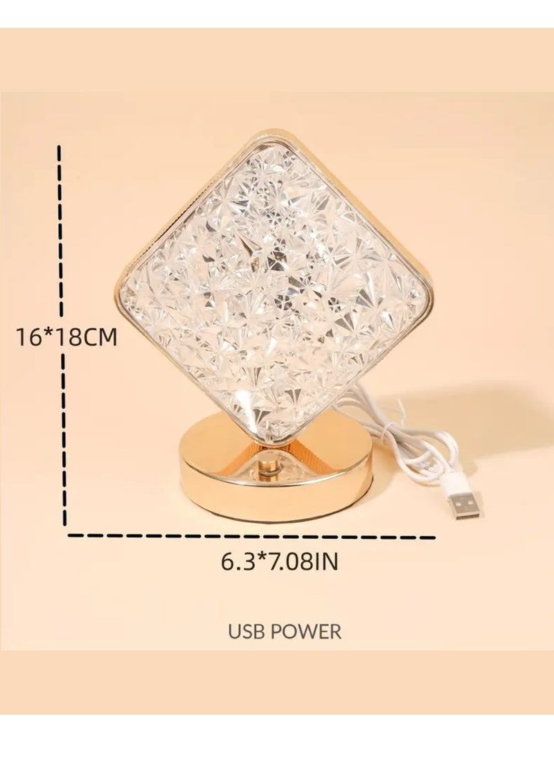 Yuwell - Crystal Table Lamp Diamond Lamp With USB 3 Color Changing Option Crystal Lamp LED Light Lamp With 3 Light Intensities Tactile Switch Desk Lamp - Image 1