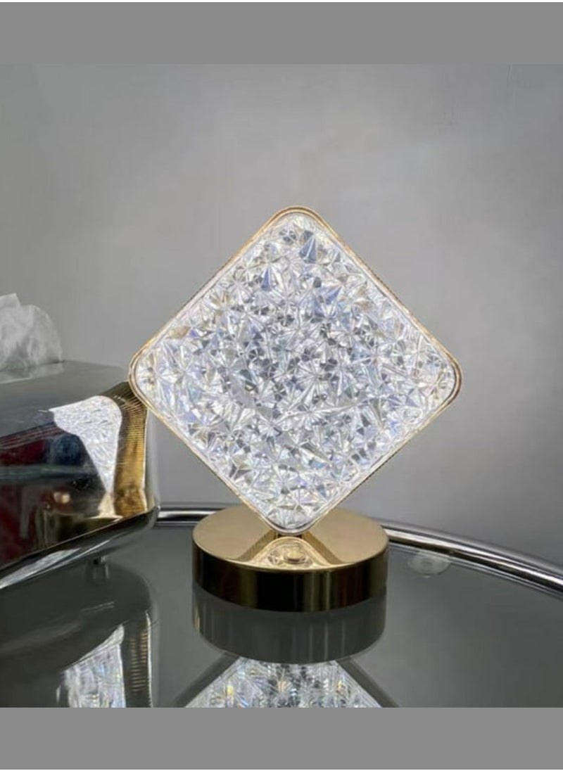 Yuwell - Crystal Table Lamp Diamond Lamp With USB 3 Color Changing Option Crystal Lamp LED Light Lamp With 3 Light Intensities Tactile Switch Desk Lamp - Image 1
