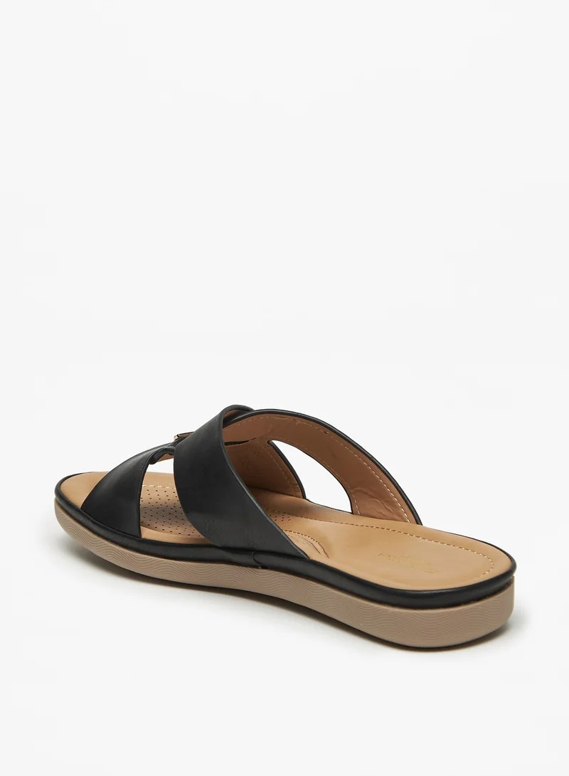 فلورا بيلا من شو إكسبرس Womens Solid Slip-On Cross Strap Slide Sandals