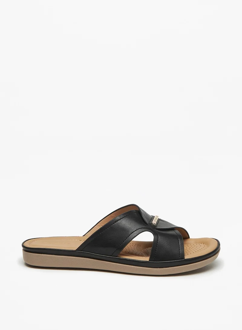 فلورا بيلا من شو إكسبرس Womens Solid Slip-On Cross Strap Slide Sandals