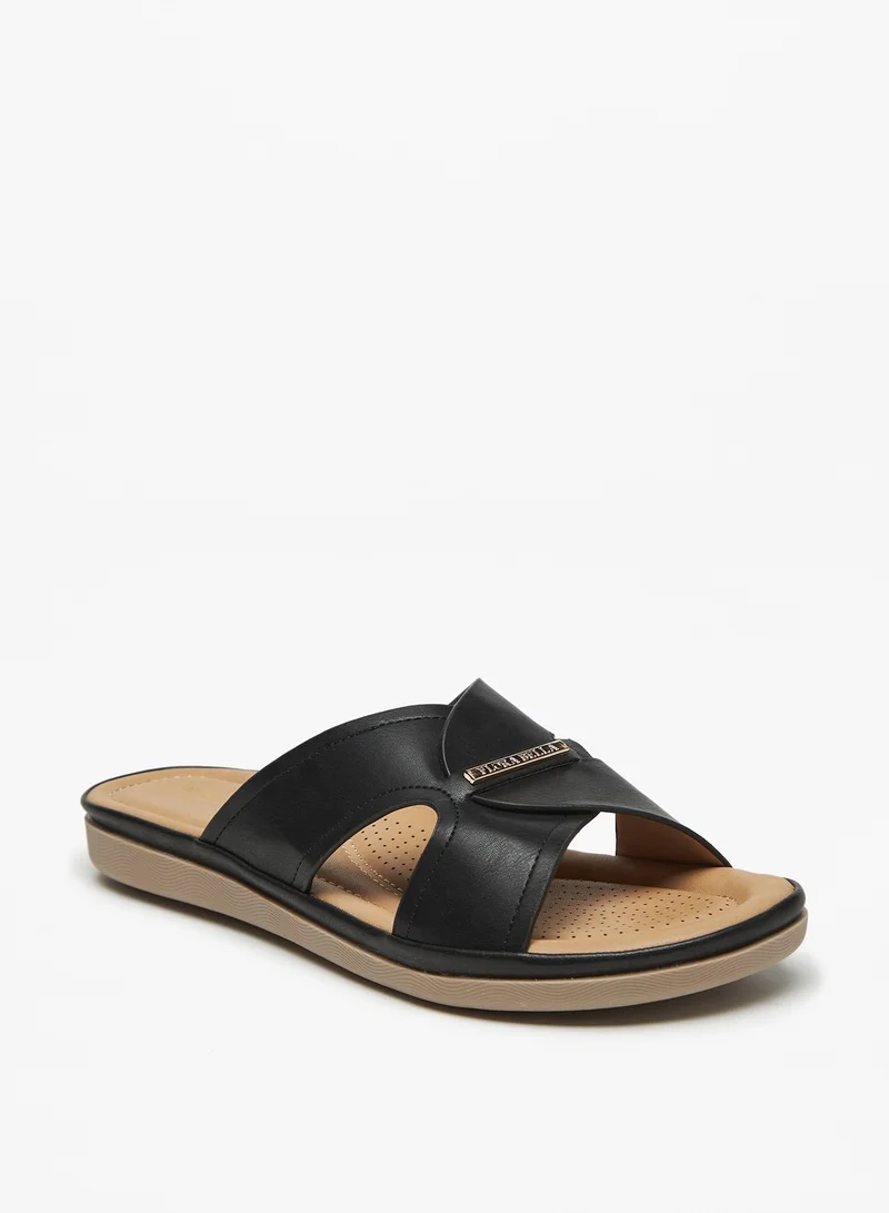 فلورا بيلا من شو إكسبرس Womens Solid Slip-On Cross Strap Slide Sandals