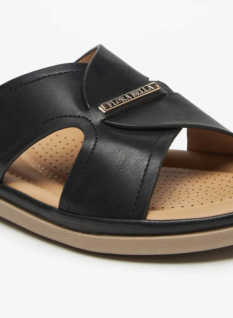 فلورا بيلا من شو إكسبرس Womens Solid Slip-On Cross Strap Slide Sandals