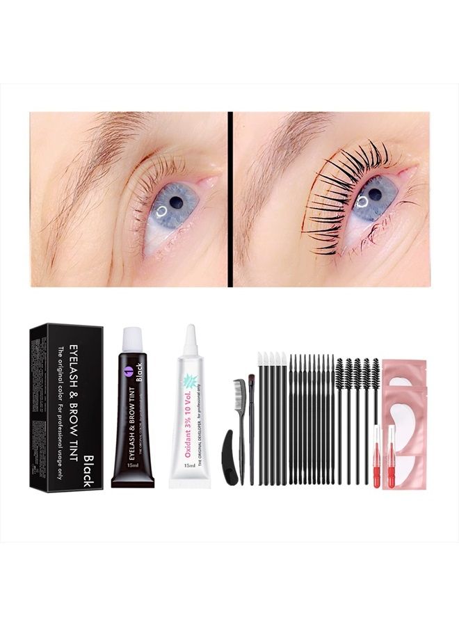 Libeauty Black Lash T-i-n-t Kit, Keratin Black Eyelash D-y-e and Eyebrow T-i n t, 6 Week Voluminous Brow T-int, T-inting Look For Lash Perm/Lift/Lamination Treatment (Black Eyelash T-int Kit Only) - Image 1