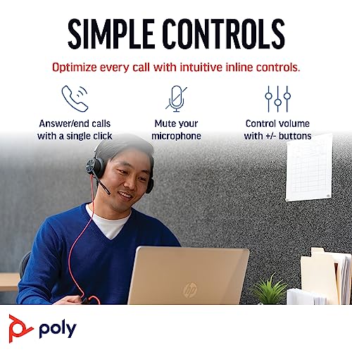 Poly سماعة رأس سلكية بولي بلاكواير 8225 المتميزة (بلانترونيكس) – إلغاء الضوضاء النشط – ستيريو عالي الدقة - الاتصال بجهاز الكمبيوتر/ماك - تعمل مع تيمز وزوم - حصرية أمازون - Image 4