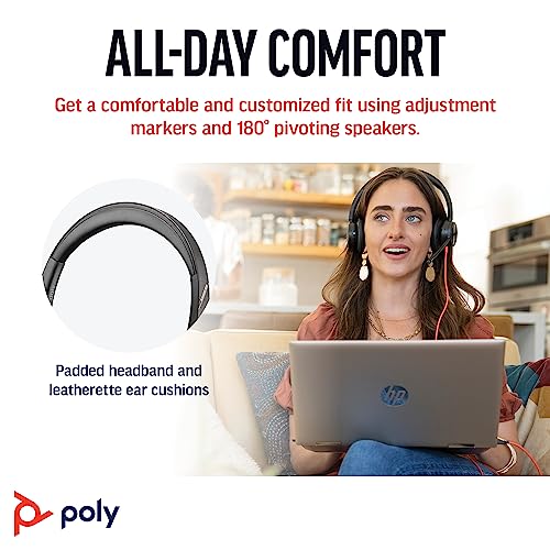 Poly سماعة رأس سلكية بولي بلاكواير 8225 المتميزة (بلانترونيكس) – إلغاء الضوضاء النشط – ستيريو عالي الدقة - الاتصال بجهاز الكمبيوتر/ماك - تعمل مع تيمز وزوم - حصرية أمازون - Image 5