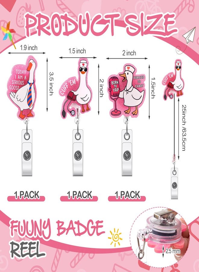 Vicenpal 3 Pcs Badge Reel Retractable Clip Holder with Clip Durable Nylon Cord Gift for Nurse Doctor Office Worker ID Card Decor (Goose) - Image 2