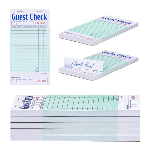 Methdic Guest Checks Server Note Pads 250 Orders Waitress Notepad for Restaurants (5 Books) - Image 1