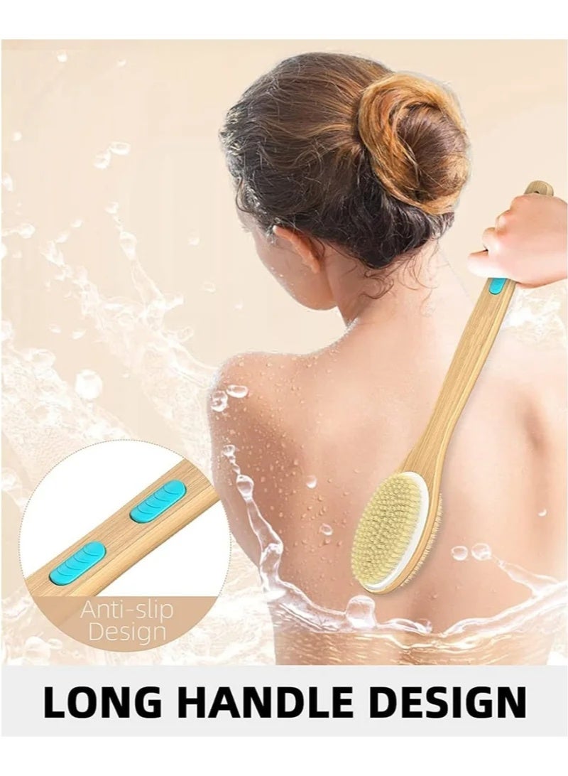 Long Handle Dual Side Dry and Bath Body Brush, Reduce Cellulite, Dry Brush for Cellulite and Lymphatic Drainage, Exfoliating Brush, Shower Brush Body Scrubber - Image 2