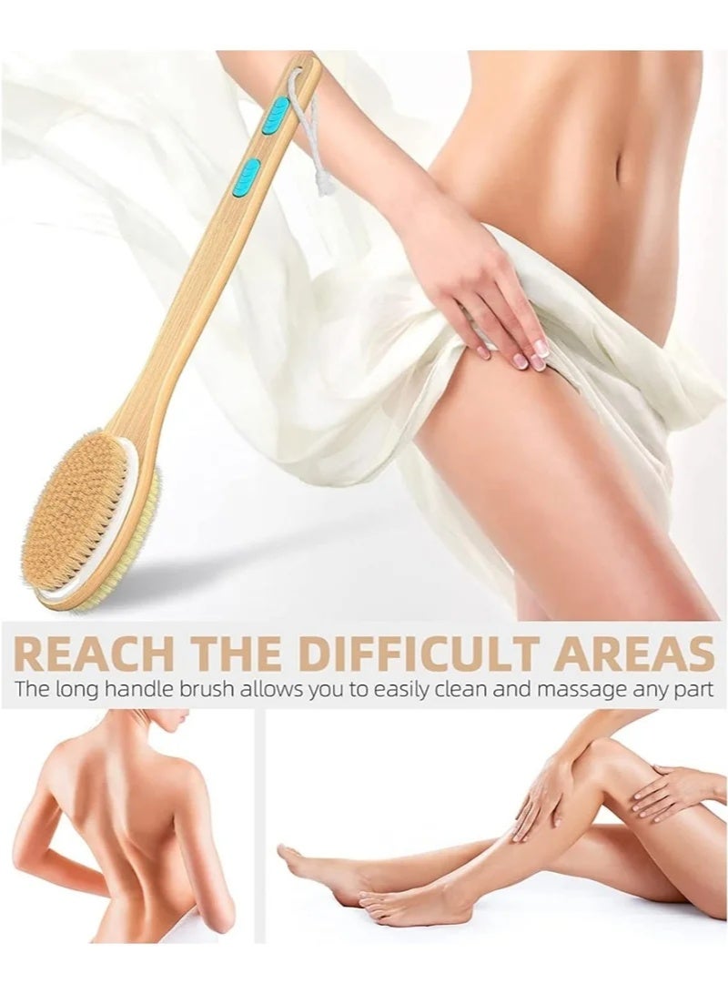 Long Handle Dual Side Dry and Bath Body Brush, Reduce Cellulite, Dry Brush for Cellulite and Lymphatic Drainage, Exfoliating Brush, Shower Brush Body Scrubber - Image 5