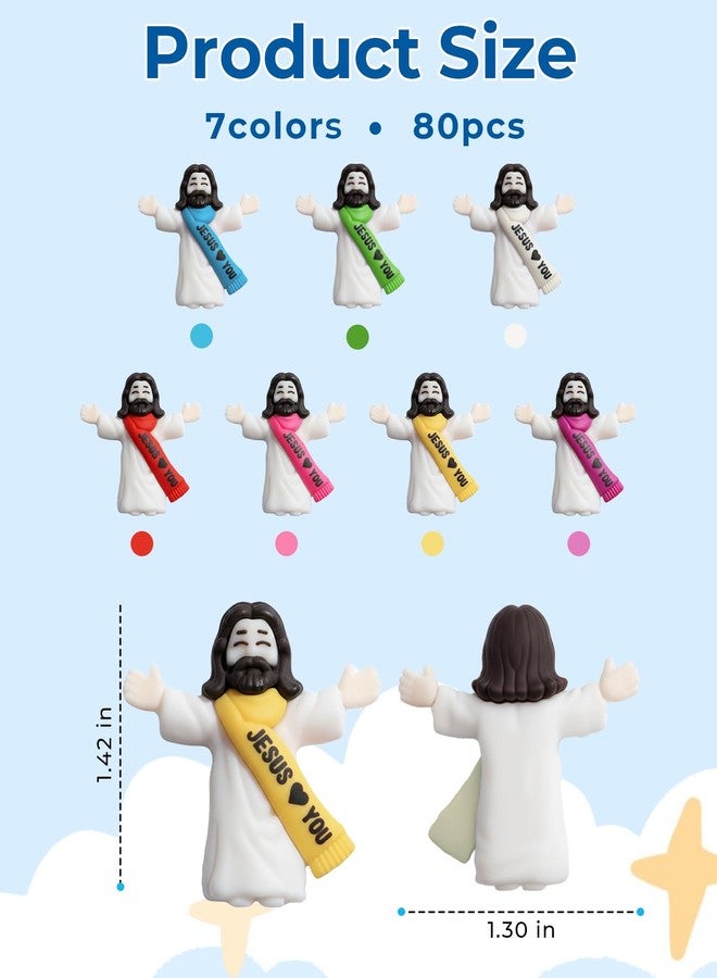 Geyynow 80 PCS Little Jesus Loves You Figures, Multicolor Tiny Small Jesus Mini Figurine Bulk - Image 2