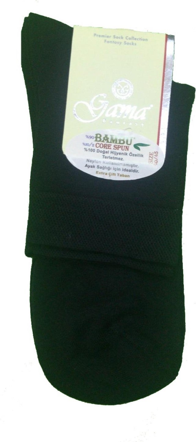 Gama 3 Pairs Black Color Half Conch Bamboo Booties Socks 