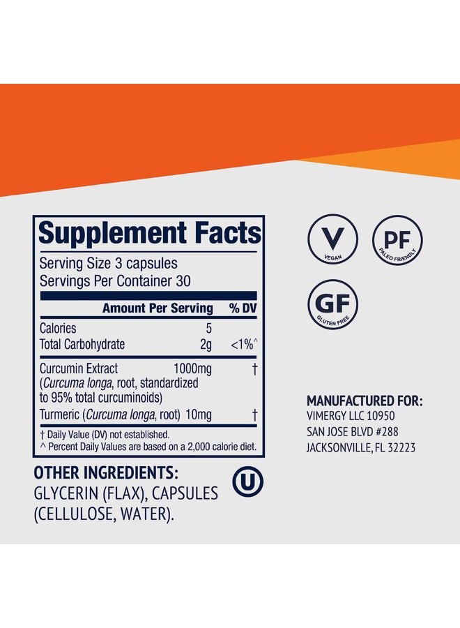 Vimergy Curcumin with Turmeric, 30 Servings – Immune System Supplement – Liquid Capsules - Non-GMO, Gluten-Free, Soy-Free, Kosher, Vegan & Paleo Friendly (90 Count) - Image 4