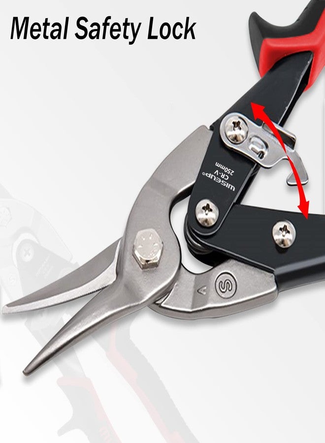 WISEUP Tin Snips for Cutting Metal Sheet Heavy Duty Straight Cut 10-inch Aviation Snips With Double Lever,Industrial CR-V Metal Cutter Sheet Metal Tools - Image 3
