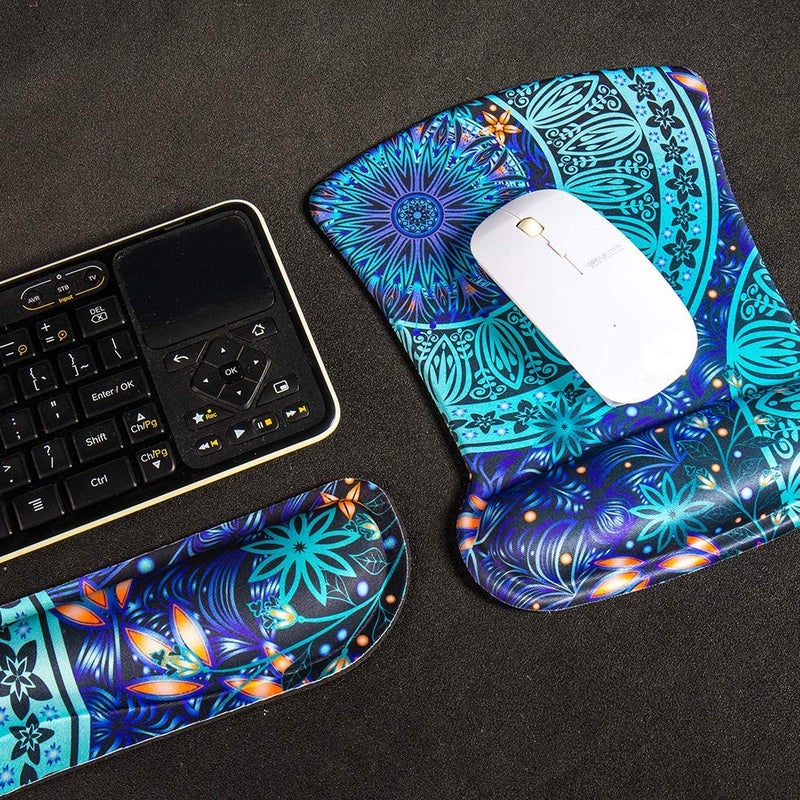 Keyboard Wrist Rest Pad and Mouse Wrist Rest Support Mouse Pad - Durable & Comfortable & Lightweight for Easy Typing & Pain Relief-Ergonomic Support (Green Flower) - Image 5