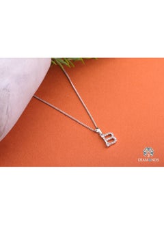 3DIAMONDS Platinum-Plated Initial Necklace – Letter “B” with Crystal Accents