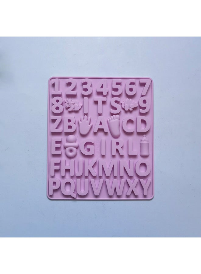 Girls Alphabet Number Chocolate 1 Silicone Mold Candy Pudding Dessert Cookie Mold Cake Baking Mold-Color:Horse Purple - Image 1