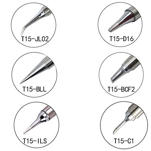 FEITA Soldering Iron Tips T12 Electrical Solder Tip Kits for Micro Electric Soldering Station, Small Pencil Soldering Iron, Mini Solder Pen Accessory (T15-JL02/D16/BLL/BCF2/ILS/C1, 6Pcs) - Image 2