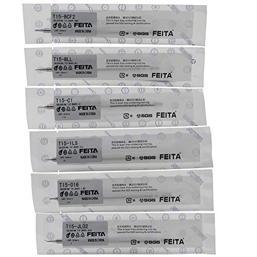 FEITA Soldering Iron Tips T12 Electrical Solder Tip Kits for Micro Electric Soldering Station, Small Pencil Soldering Iron, Mini Solder Pen Accessory (T15-JL02/D16/BLL/BCF2/ILS/C1, 6Pcs) - Image 5